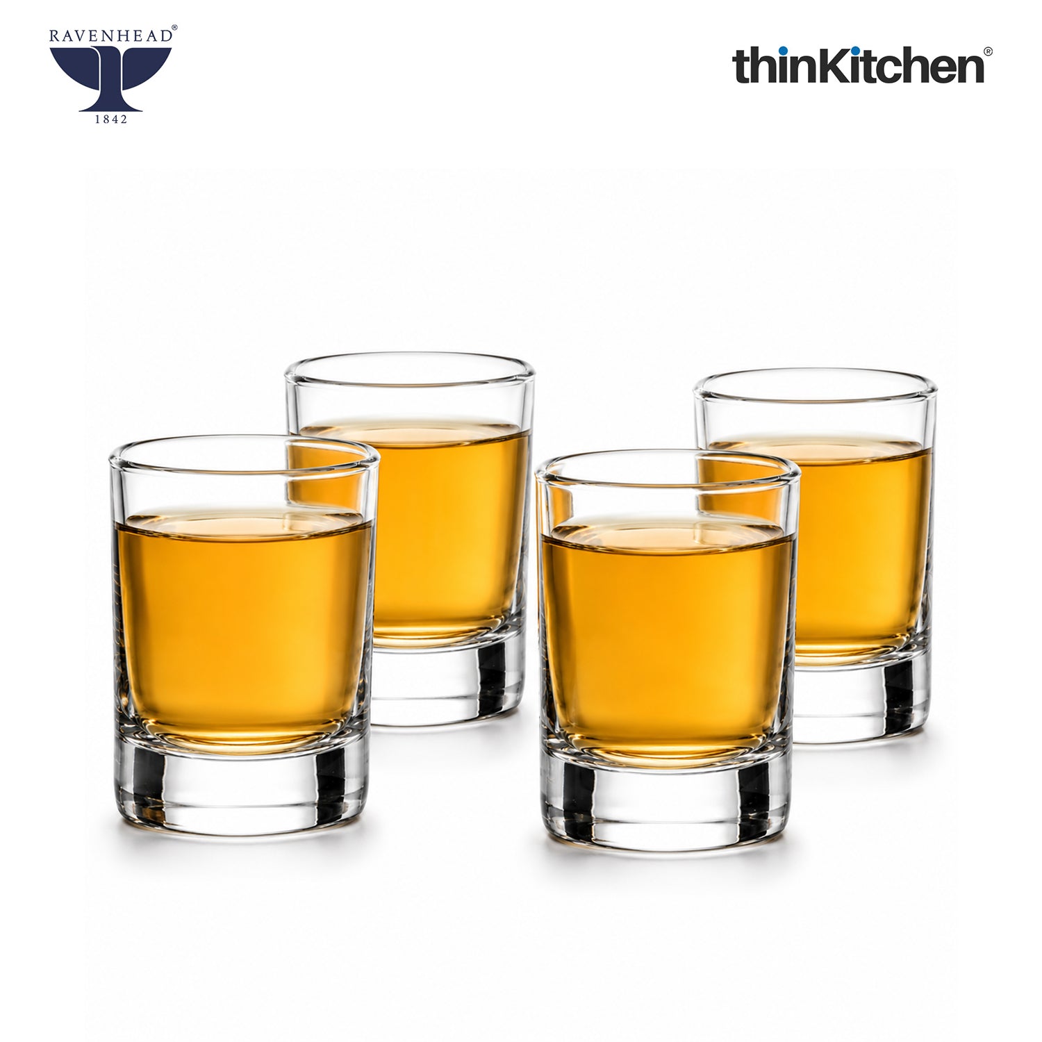 Ravenhead Premium 4 x 65ml Each Shot Glass for Vodka, Tequila & Liquor | Classic Transparent Small Peg Glass for Bar, Home & Party Drinks | Crafted in UK - 1