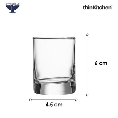 Ravenhead Premium 4 x 65ml Each Shot Glass for Vodka, Tequila & Liquor | Classic Transparent Small Peg Glass for Bar, Home & Party Drinks | Crafted in UK