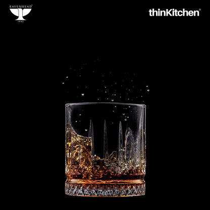 Ravenhead Winchester Premium International Whiskey & Water Glass Set, Set of 4, 370ml | Mixer Glasses, Classic Barware for Whisky, Cocktails & Water | Crafted in UK