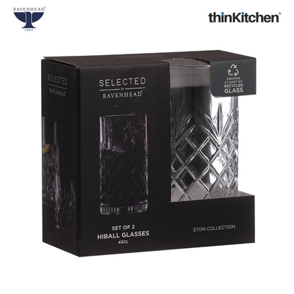 Ravenhead Premium International Eton Hiball Glasses, Set of 4, 450ML | Tall Highball Cocktail & Juice Glasses, 450ml | Elegant Glassware for Juice, Cocktails & Refreshing Drinks | Crafted in UK