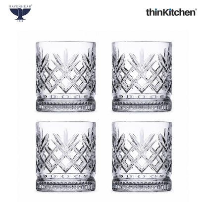 Ravenhead Eton Premium International Whiskey & Water Glass Set of 4, 370ml Each | Mixer Glasses, Elegant Barware for Whisky, Cocktails & Daily Use | Crafted in UK
