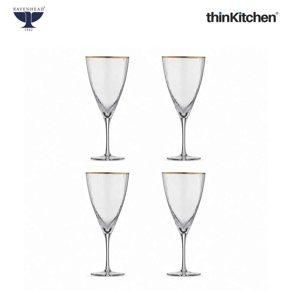 Ravenhead International Premium Wine Glasses Set of 4, 420ml | Transparent Long Stem Glassware, Multipurpose Juice, Mocktail, Cocktail, White/Red Wine Glass Set | Crafted in UK