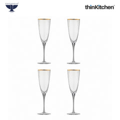 Ravenhead International Premium Roma Flute Glasses Set of 4, 330ml | Tall Tulip-Shaped Champagne Flutes for Cocktails, Mocktails, Juice & Wine | Fluted Glassware for Home Bar & Gifting,Crafted in UK