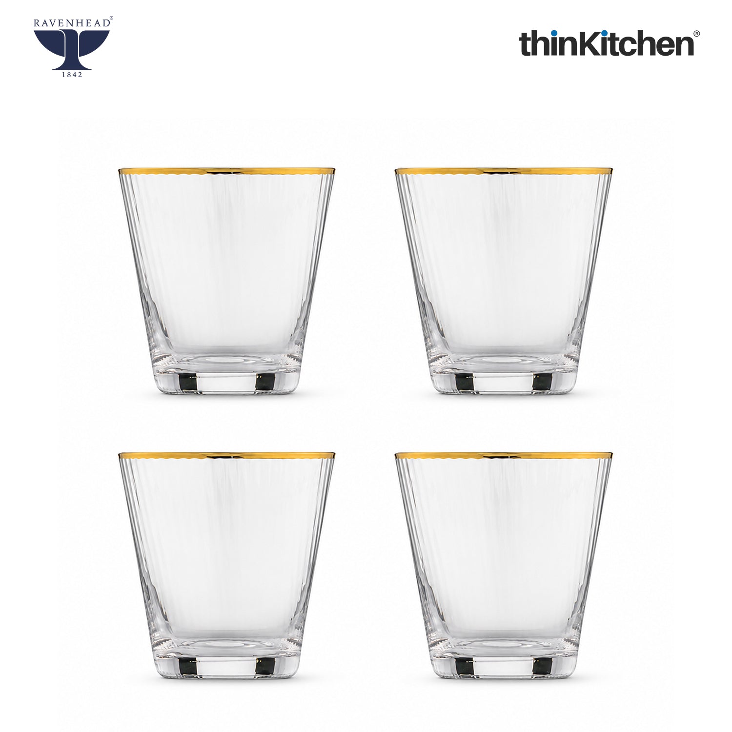 Ravenhead Premium International Whiskey Glasses, Set of 4, 340ml Each | ElegantShort Drinking Glass with for Whisky, Water, Drinks, Home Bar, Barware & Gifting for Home | Crafted in UK - 1