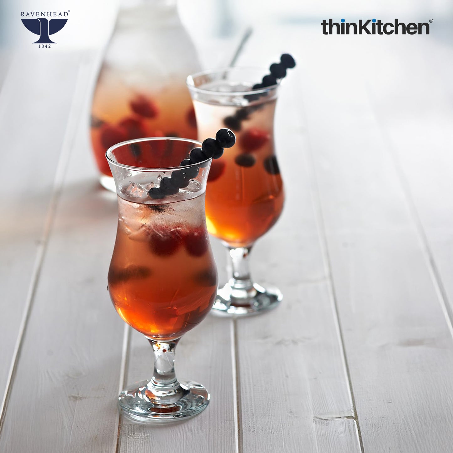 Ravenhead Premium Cocktail Transparent Glasses Set of 4, 420 ml | Short Stem Tulip/Hurricane Glass for Mojito, Pina Colada, Wine & Mocktails | Elegant Bar Glass for Home & Party, Crafted in UK