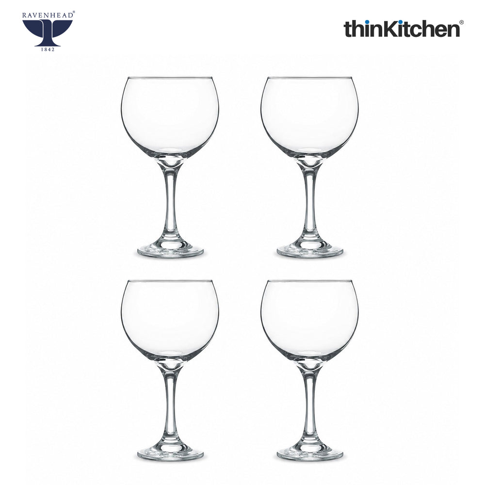 Ravenhead Premium International Set of 4 Gin Balloon Glasses - 650ml | Elegant Transparent Glasses for Wine, Red Wine, Water or Cocktails | Wine Glass Set Ideal for Gifting & Home Bars Crafted in UK