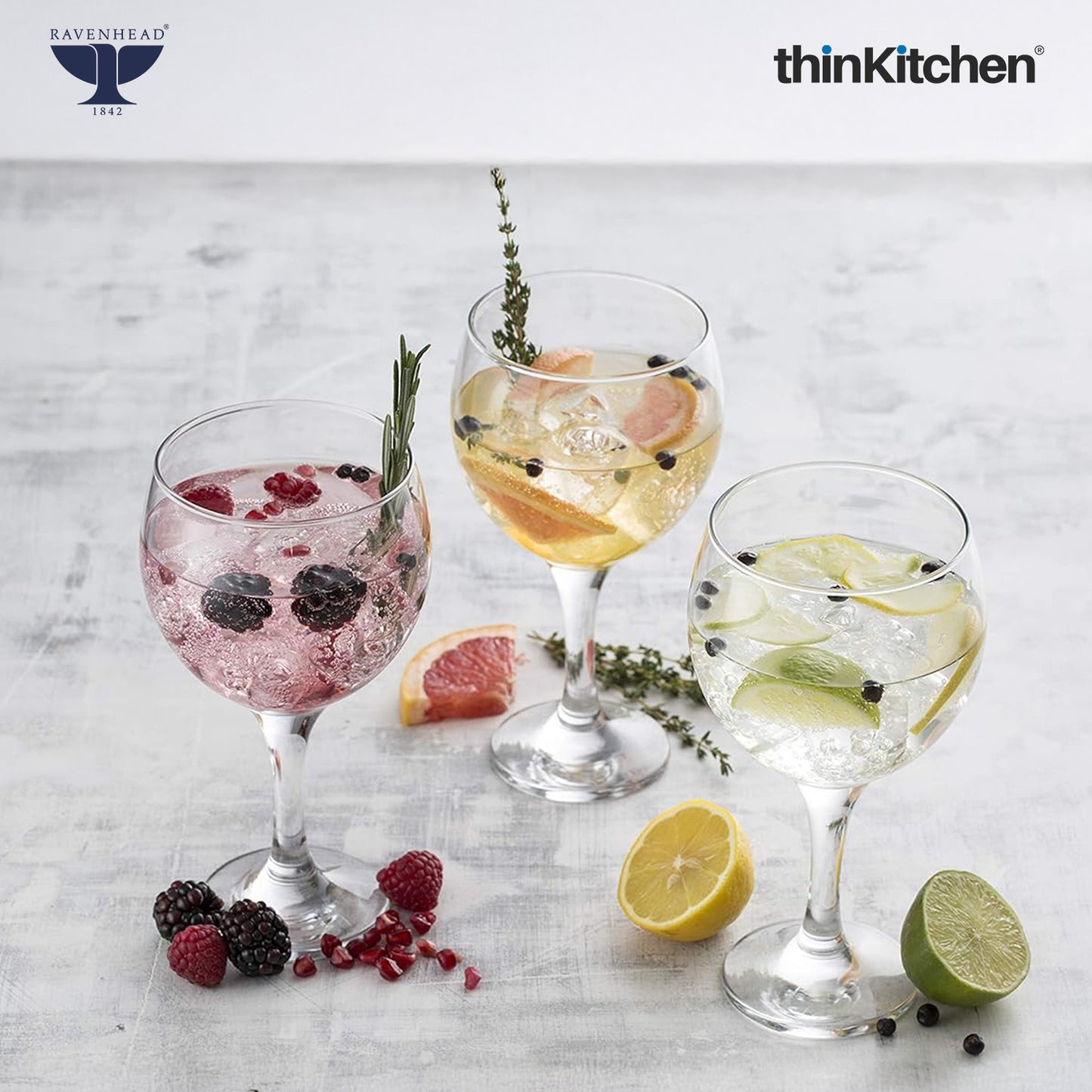 Ravenhead Premium International Set of 4 Gin Balloon Glasses - 650ml | Elegant Transparent Glasses for Wine, Red Wine, Water or Cocktails | Wine Glass Set Ideal for Gifting & Home Bars Crafted in UK