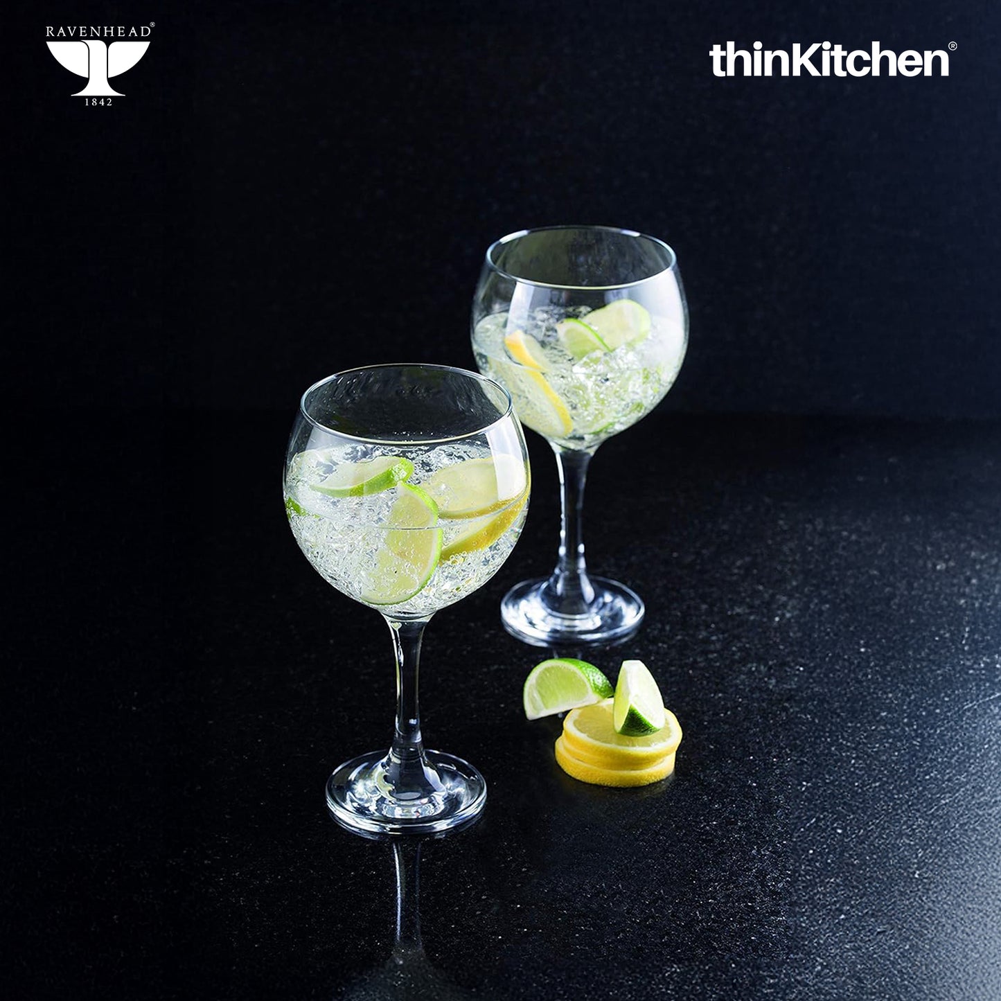 Ravenhead Premium International Set of 4 Gin Balloon Glasses - 650ml | Elegant Transparent Glasses for Wine, Red Wine, Water or Cocktails | Wine Glass Set Ideal for Gifting & Home Bars Crafted in UK