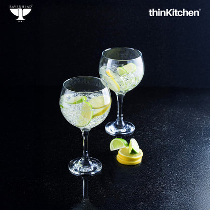 Ravenhead Premium International Set of 4 Gin Balloon Glasses - 650ml | Elegant Transparent Glasses for Wine, Red Wine, Water or Cocktails | Wine Glass Set Ideal for Gifting & Home Bars Crafted in UK