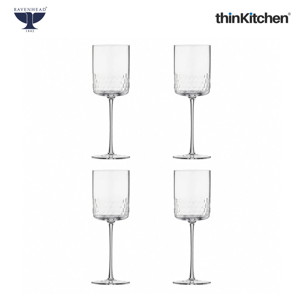 Ravenhead Premium Handmade Wine Glass Set of 4 (420 ml) | High Quality Transparent Long Stem Tulip Wine Glass for Red Wine, White Wine & Cocktails for Home Bar & Gifting | Crafted in UK