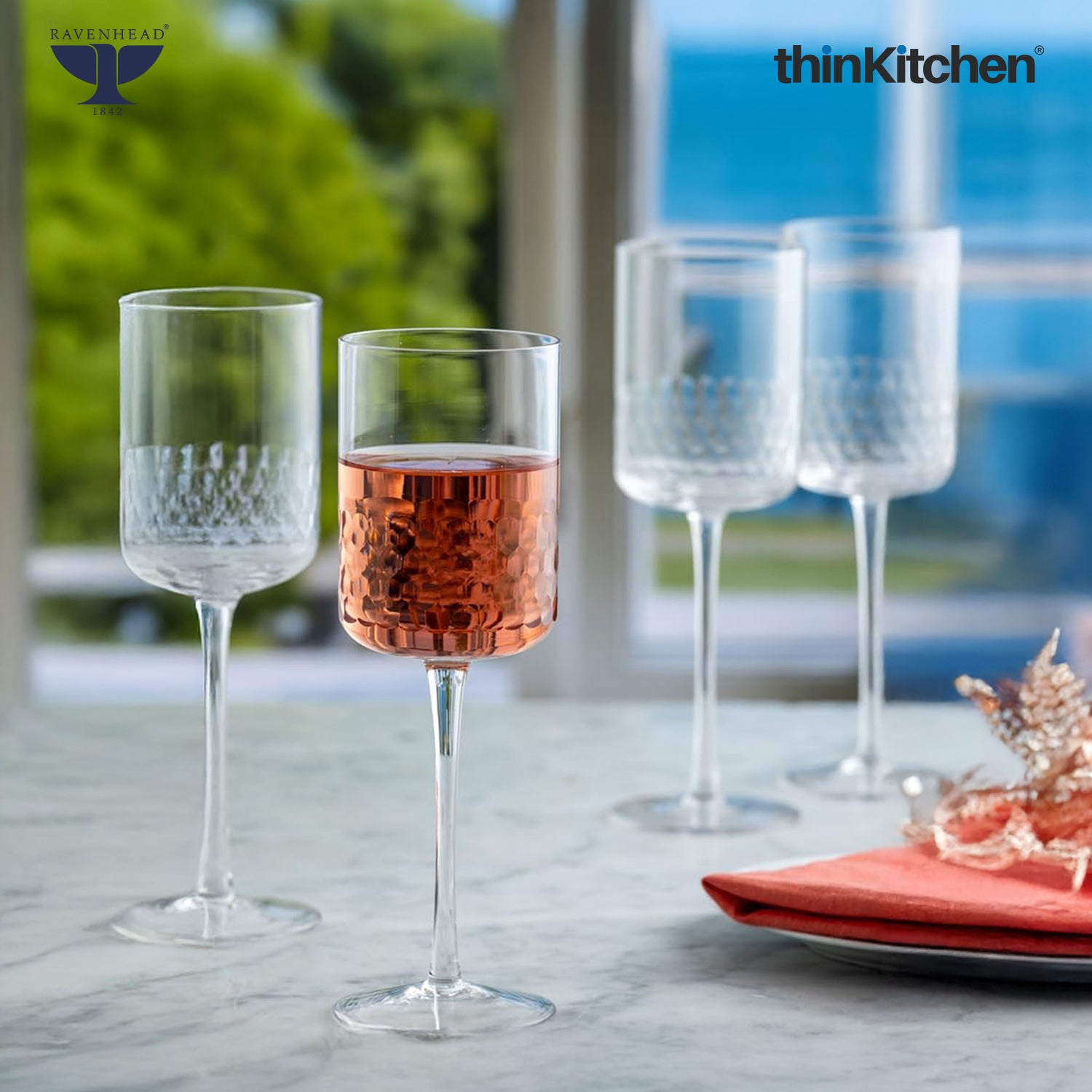 Ravenhead Premium Handmade Wine Glass Set of 4 (420 ml) | High Quality Transparent Long Stem Tulip Wine Glass for Red Wine, White Wine & Cocktails for Home Bar & Gifting | Crafted in UK - 4