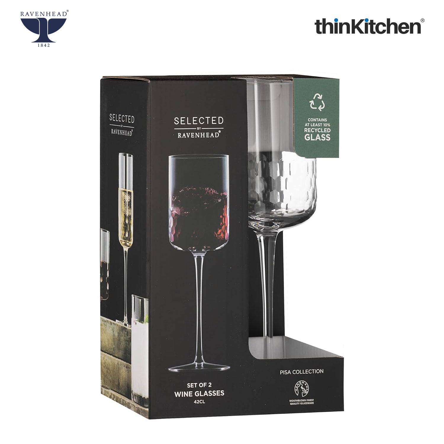 Ravenhead Premium Handmade Wine Glass Set of 4 (420 ml) | High Quality Transparent Long Stem Tulip Wine Glass for Red Wine, White Wine & Cocktails for Home Bar & Gifting | Crafted in UK - 3