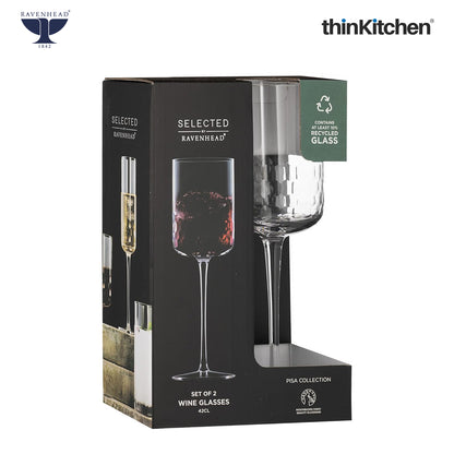Ravenhead Premium Handmade Wine Glass Set of 4 (420 ml) | High Quality Transparent Long Stem Tulip Wine Glass for Red Wine, White Wine & Cocktails for Home Bar & Gifting | Crafted in UK