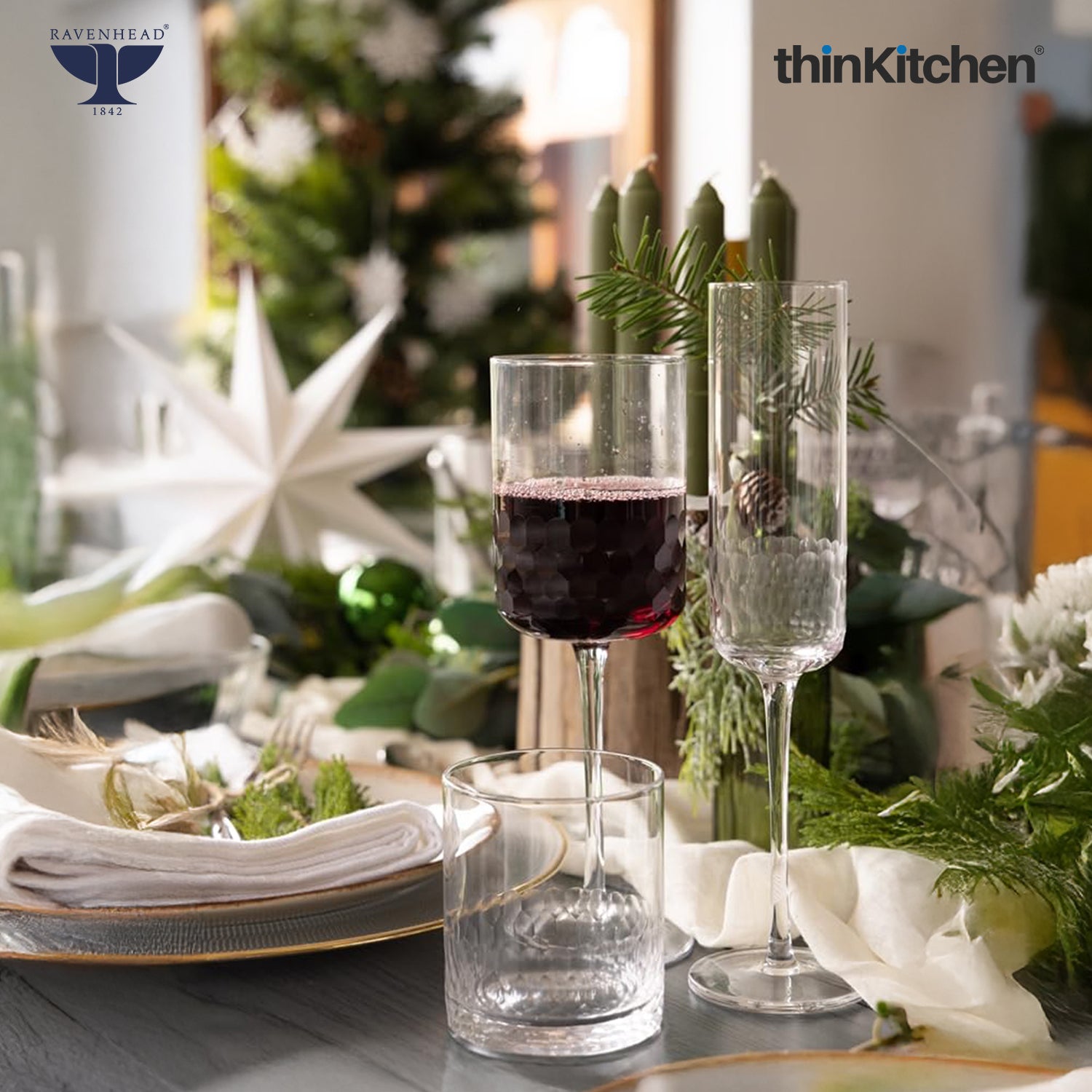 Ravenhead Premium Handmade Wine Glass Set of 4 (420 ml) | High Quality Transparent Long Stem Tulip Wine Glass for Red Wine, White Wine & Cocktails for Home Bar & Gifting | Crafted in UK - 2