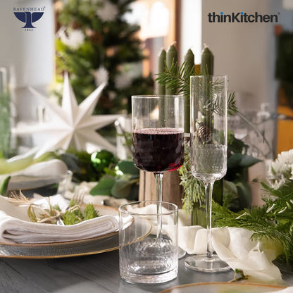 Ravenhead Premium Handmade Wine Glass Set of 4 (420 ml) | High Quality Transparent Long Stem Tulip Wine Glass for Red Wine, White Wine & Cocktails for Home Bar & Gifting | Crafted in UK