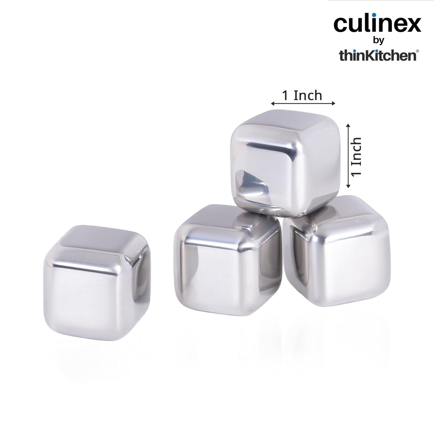 Culinex Premium Stainless Steel Reusable Chilling Ice Cube Stones Set of 8 for Drinks, Cocktails, Mocktails, Whisky, Juices | By thinKitchen - 4