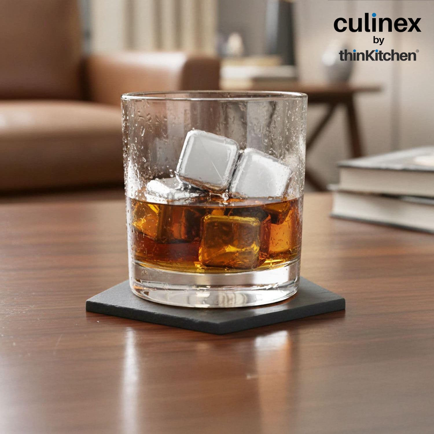 Culinex Premium Stainless Steel Reusable Chilling Ice Cube Stones Set of 8 for Drinks, Cocktails, Mocktails, Whisky, Juices | By thinKitchen - 3