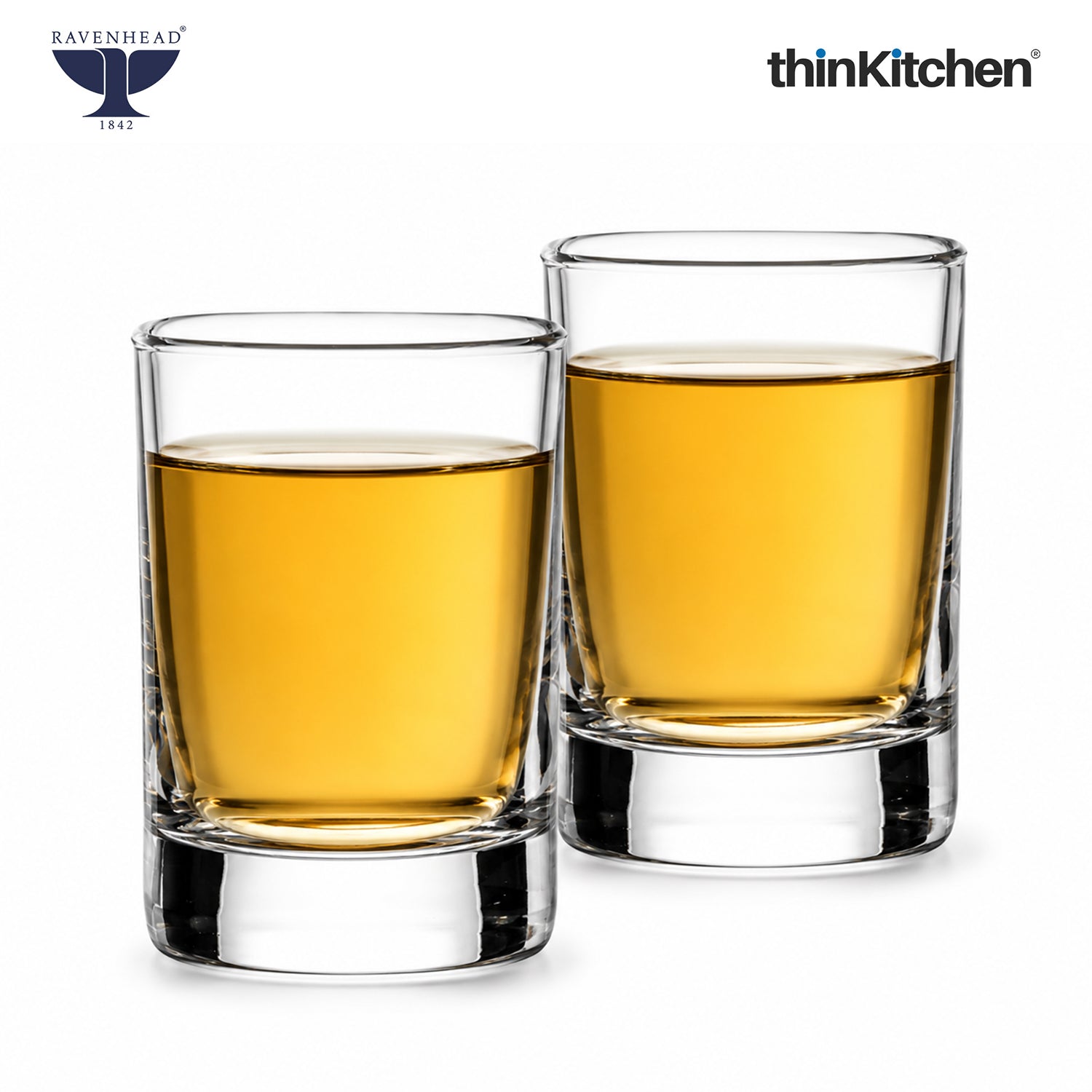 Ravenhead Premium 2 x 65ml Each Shot Glass for Vodka, Tequila & Liquor | Classic Transparent Small Peg Glass for Bar, Home & Party Drinks | Crafted in UK - 1