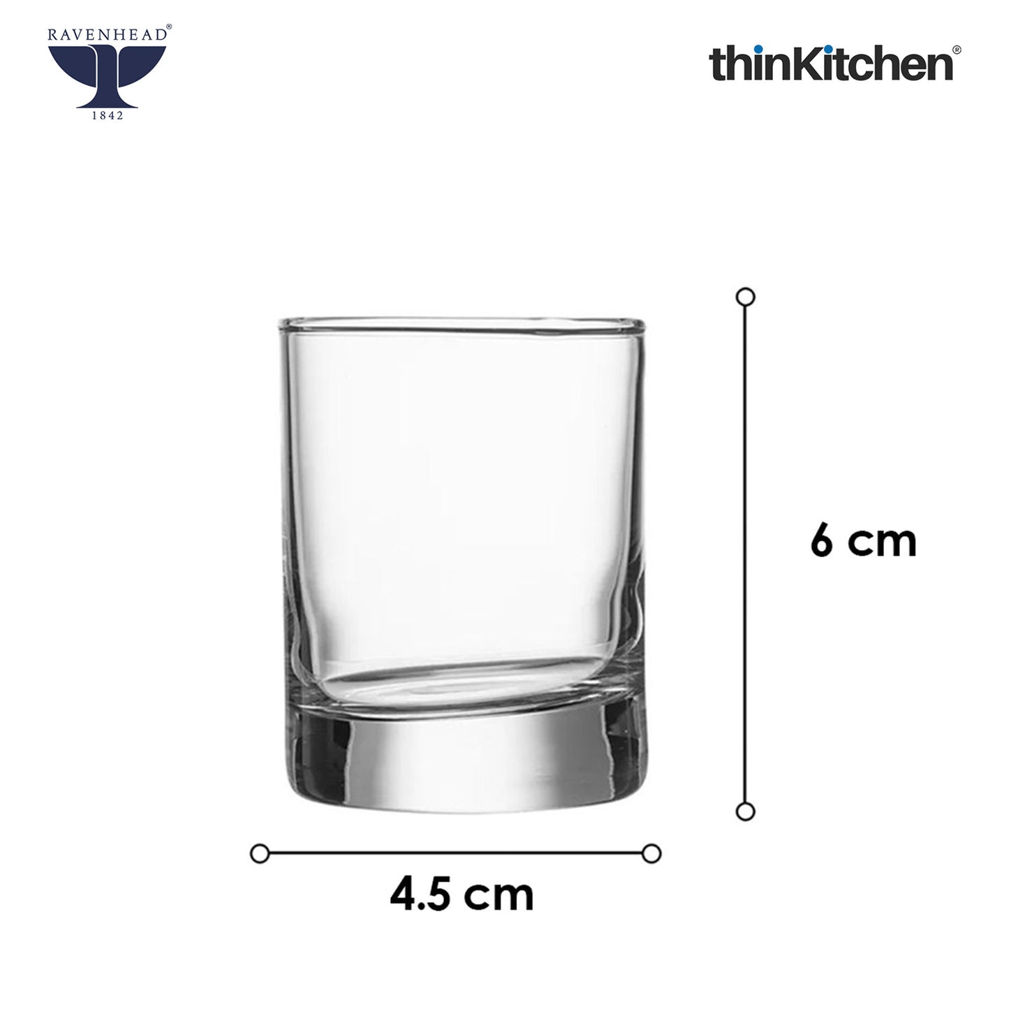 Ravenhead Premium 2 x 65ml Each Shot Glass for Vodka, Tequila & Liquor | Classic Transparent Small Peg Glass for Bar, Home & Party Drinks | Crafted in UK