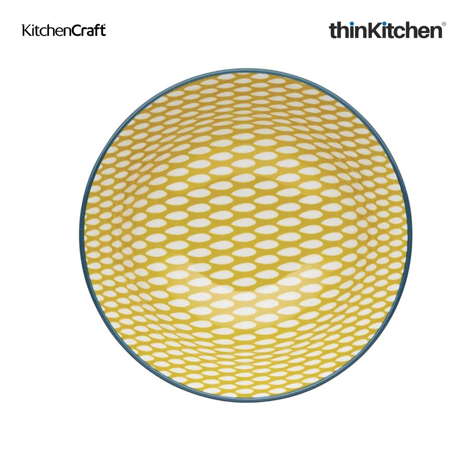 KitchenCraft Premium Stoneware 16 cm Serving Bowl Set of 4 for Soups, Cereal, Noodles, Snacks - Leafy Green Print | Wide Rim, Microwave & Dishwasher Safe | Designed in UK - 2