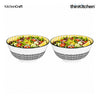KitchenCraft Premium Stoneware 16cm Serving Bowl Set of 2 for Soups, Cereal, Noodles, Snacks - Yellow Stripe | Wide Rim, Microwave & Dishwasher Safe | Designed in UK