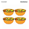 KitchenCraft Premium Stoneware 15.5 cm Serving Bowl Set of 4 for Soups, Cereal, Noodles, Snacks - Orange Spot Floral Design | Wide Rim, Microwave & Dishwasher Safe | Designed in UK