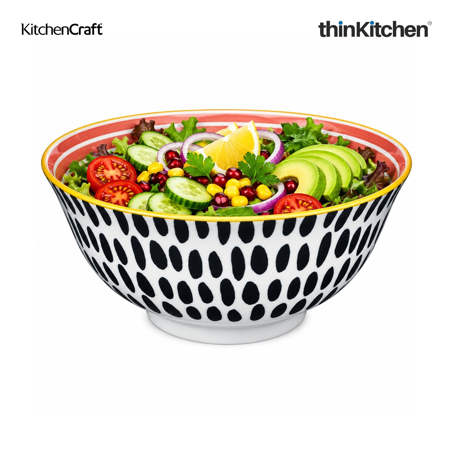KitchenCraft Premium 16 cm Stoneware Serving Bowl Set of 2 for Soups, Cereal, Noodles, Snacks - Swirl & Spot Design | Wide Rim, Microwave & Dishwasher Safe | Designed in UK - 4