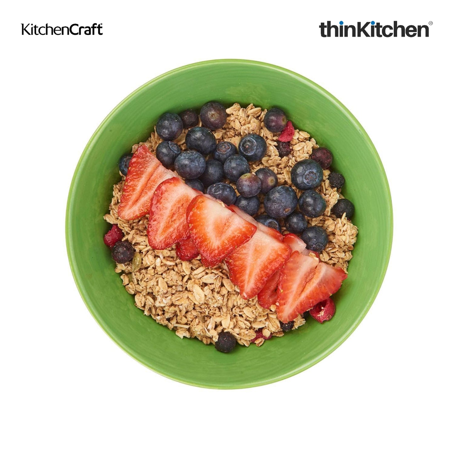 KitchenCraft Premium Stoneware 16 cm Serving Bowl Set of 2 for Soups, Cereal, Noodles, Snacks - Moroccan Lime | Wide Rim, Microwave & Dishwasher Safe | Designed in UK