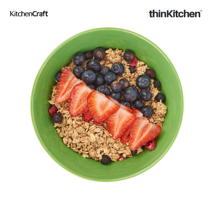 KitchenCraft Premium Stoneware 16 cm Serving Bowl Set of 2 for Soups, Cereal, Noodles, Snacks - Moroccan Lime | Wide Rim, Microwave & Dishwasher Safe | Designed in UK