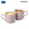 Denby Premium 2 x 220ml Pink Stoneware Cup Set, Handmade Ceramic Tea & Coffee Cup for Cappuccino Latte & Hot Beverages, Oven Microwave Dishwasher Safe, Made in UK