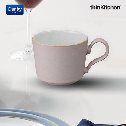 Denby Premium 2 x 220ml Pink Stoneware Cup Set, Handmade Ceramic Tea & Coffee Cup for Cappuccino Latte & Hot Beverages, Oven Microwave Dishwasher Safe, Made in UK