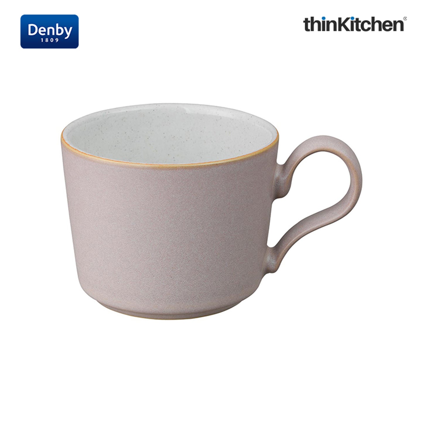 Denby Premium 2 x 220ml Pink Stoneware Cup Set, Handmade Ceramic Tea & Coffee Cup for Cappuccino Latte & Hot Beverages, Oven Microwave Dishwasher Safe, Made in UK