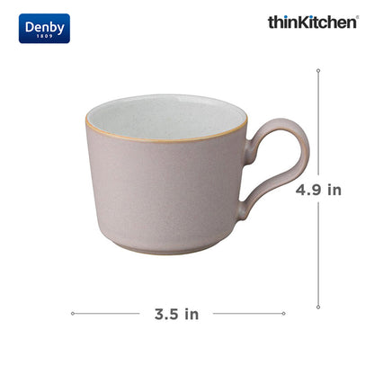 Denby Premium 2 x 220ml Pink Stoneware Cup Set, Handmade Ceramic Tea & Coffee Cup for Cappuccino Latte & Hot Beverages, Oven Microwave Dishwasher Safe, Made in UK
