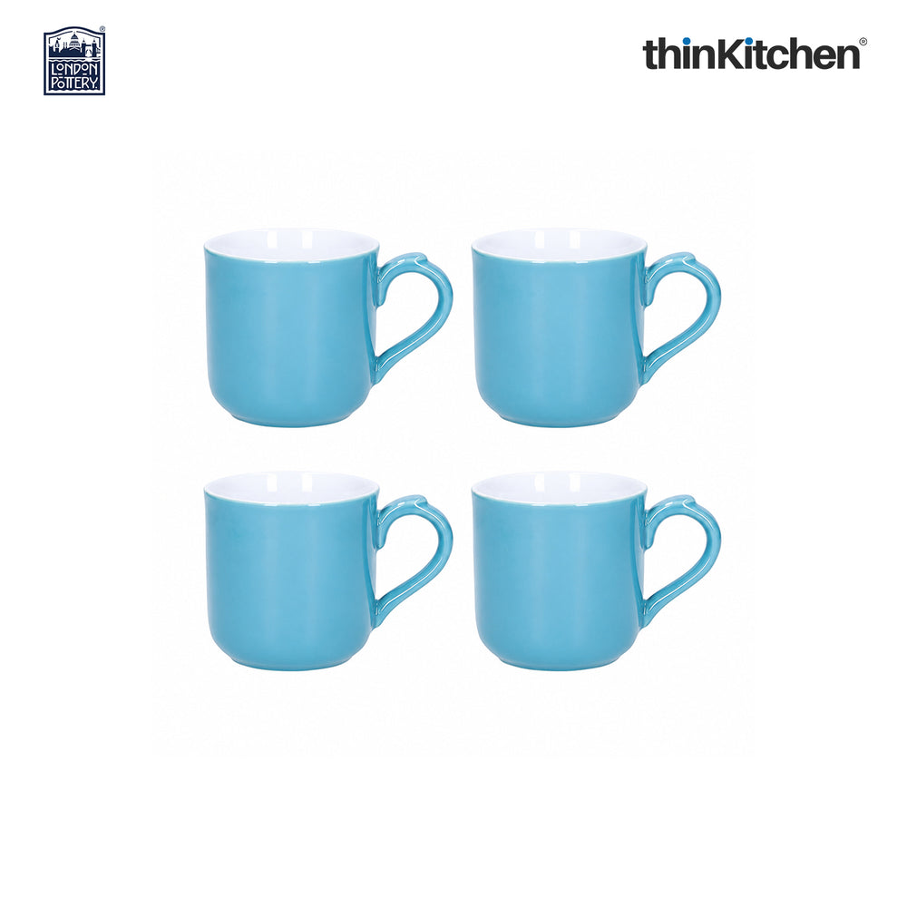 London Pottery Farmhouse Mug, Cobalt Blue, 250ml (Aqua), Set of 4