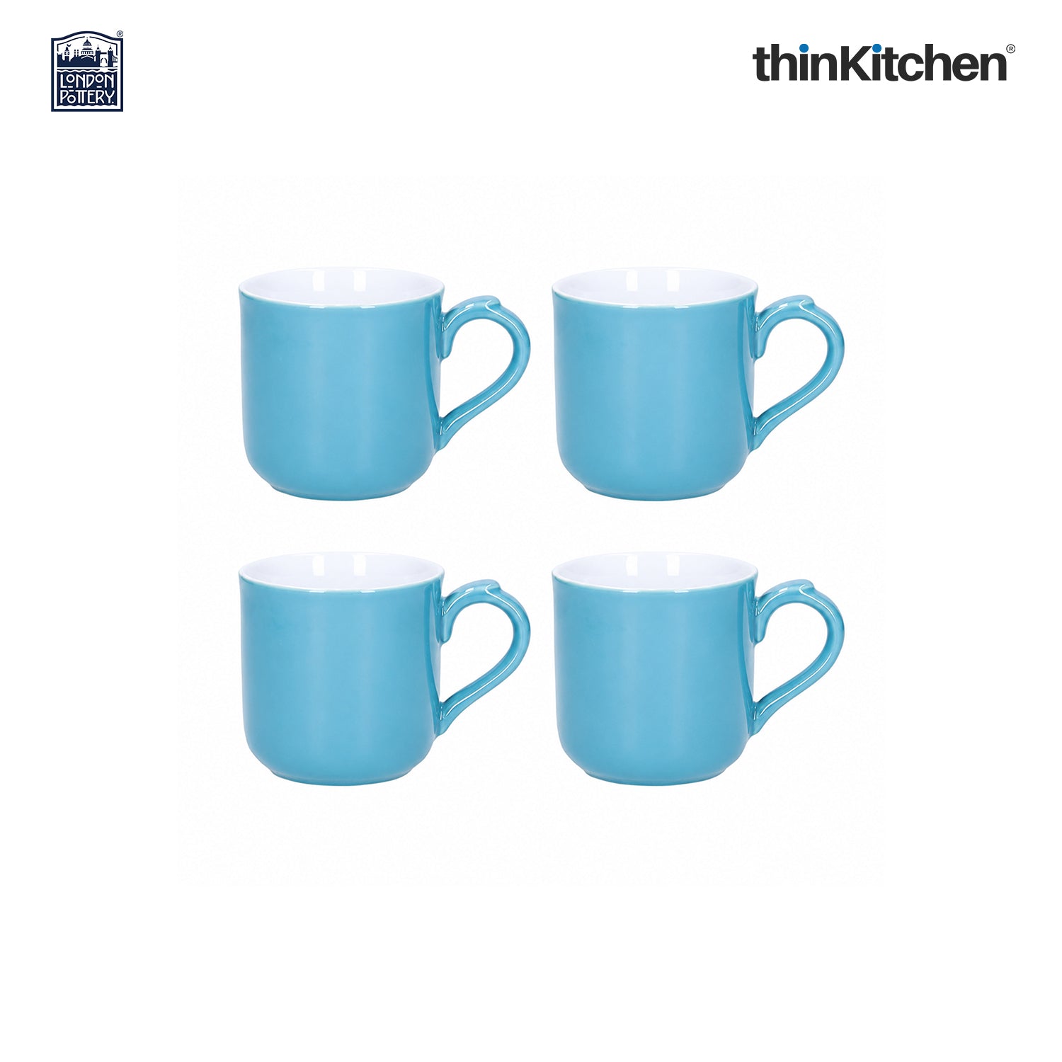 London Pottery Farmhouse Mug, Cobalt Blue, 250ml (Aqua), Set of 4 - 1