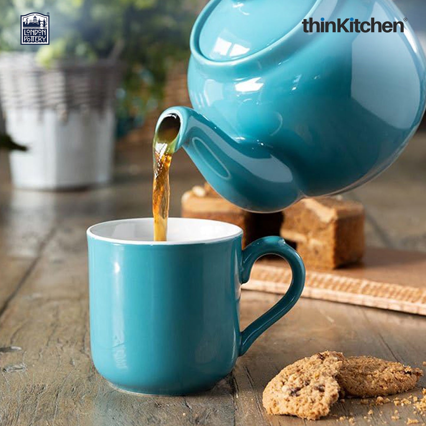 London Pottery Farmhouse Mug, Cobalt Blue, 250ml (Aqua), Set of 4