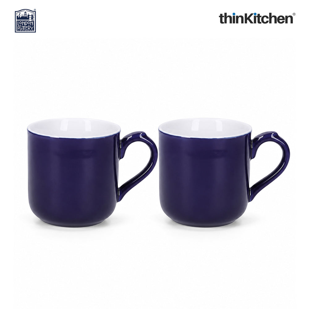 London Pottery Farmhouse Mug, Cobalt Blue, 250ml (Blue), Set of 2