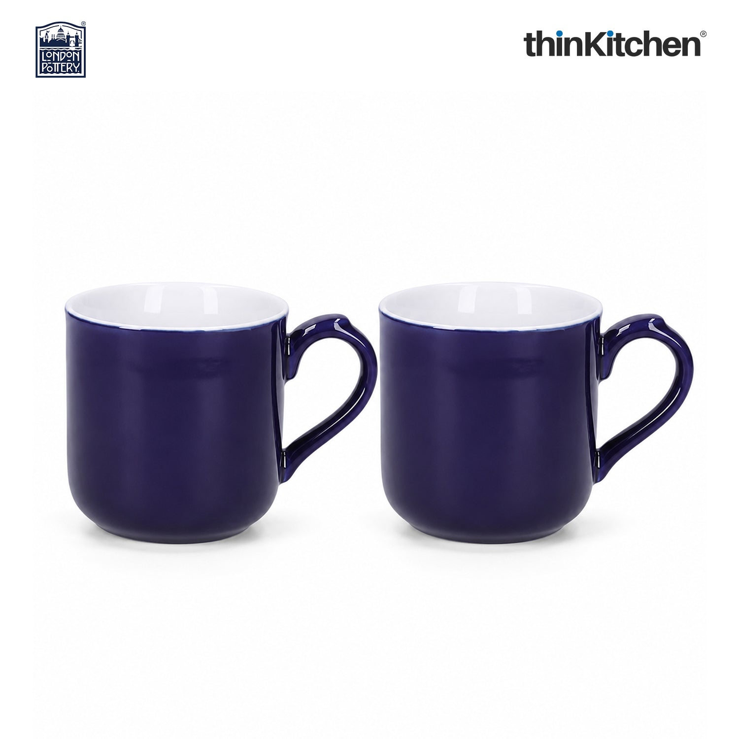 London Pottery Farmhouse Mug, Cobalt Blue, 250ml (Blue), Set of 2 - 1