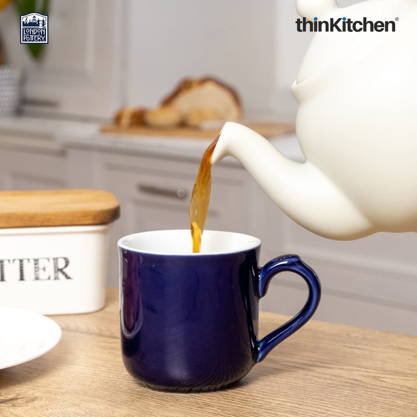 London Pottery Farmhouse Mug, Cobalt Blue, 250ml (Blue), Set of 2