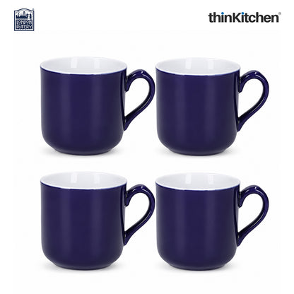 London Pottery Farmhouse Mug, Cobalt Blue, 250ml (Blue), Set of 4