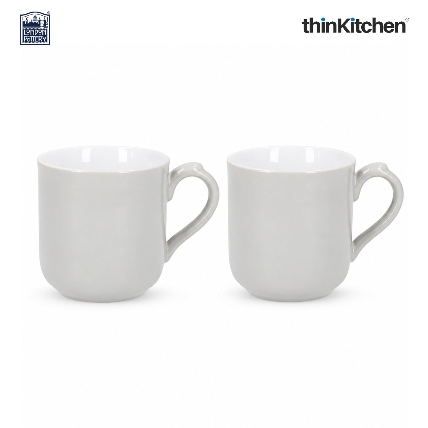 London Pottery Farmhouse Mug, Cobalt Blue, 250ml (Grey), Set of 2