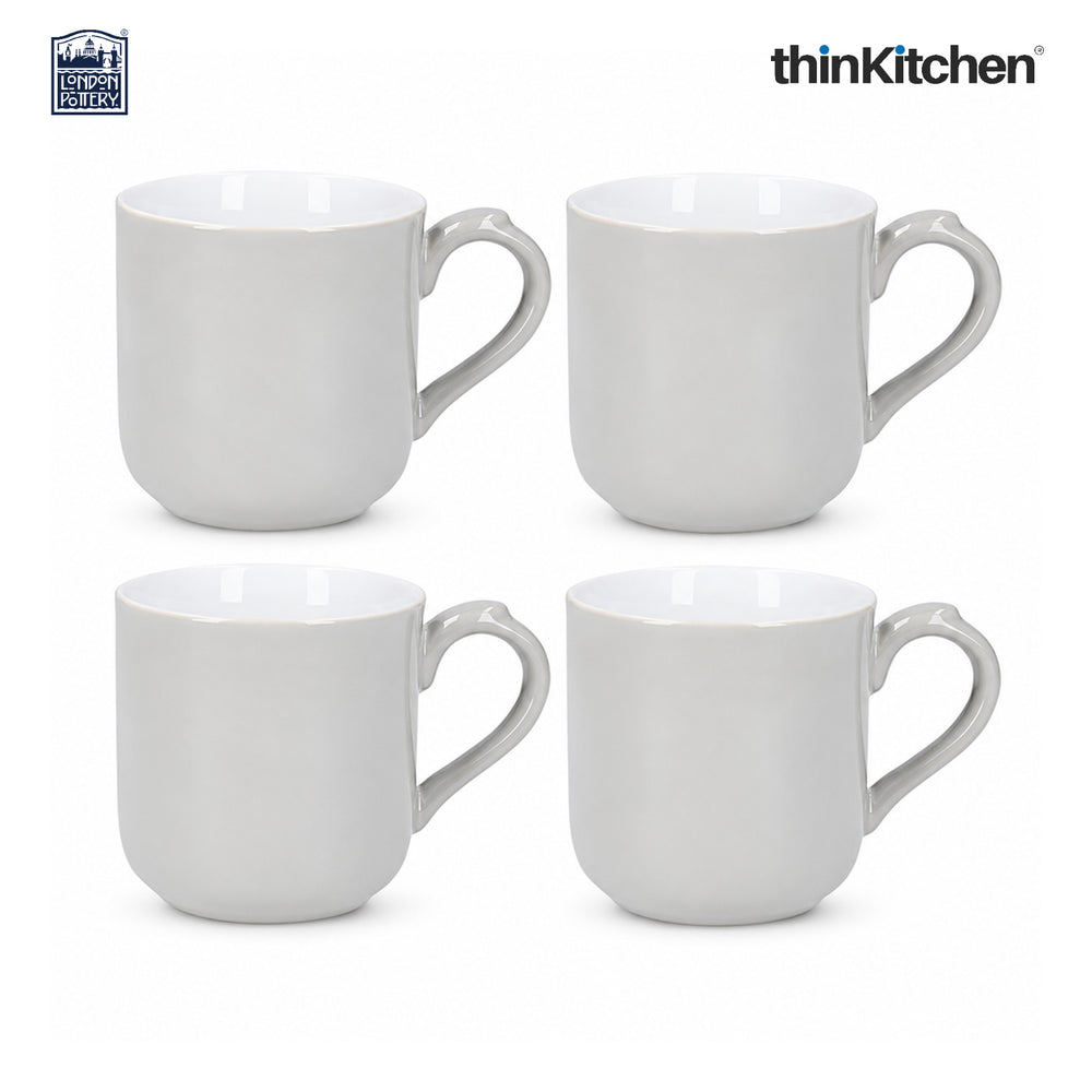 London Pottery Farmhouse Mug, Cobalt Blue, 250ml (Grey), Set of 4
