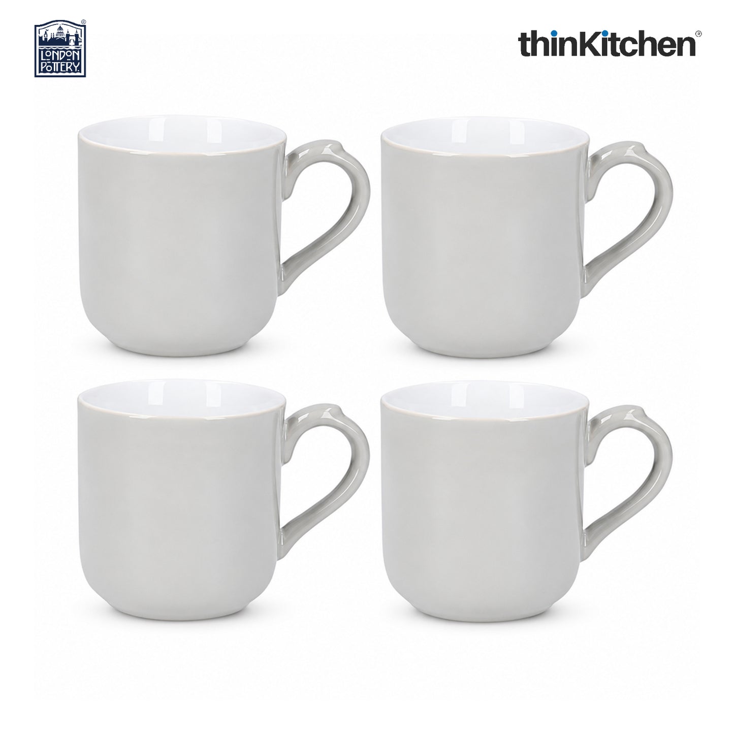 London Pottery Farmhouse Mug, Cobalt Blue, 250ml (Grey), Set of 4