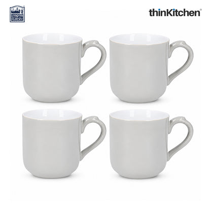 London Pottery Farmhouse Mug, Cobalt Blue, 250ml (Grey), Set of 4