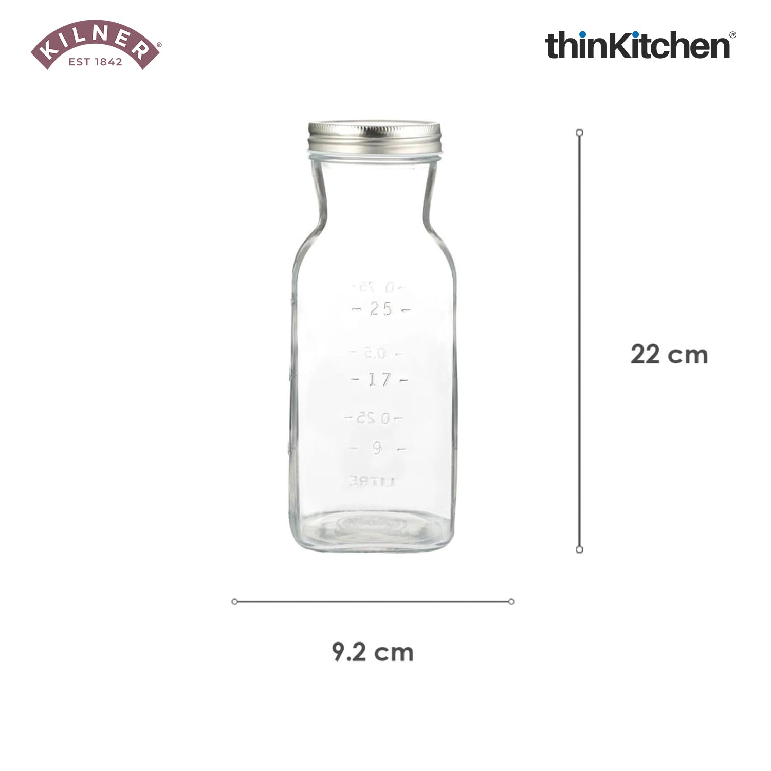 Kilner Premium 1L Leakproof Glass Bottle set of 2 for Milk, Smoothies, Sauces, Juices, Oil, Vinegar | Reusable Kitchen Storage Bottle with Secure Closure - 4