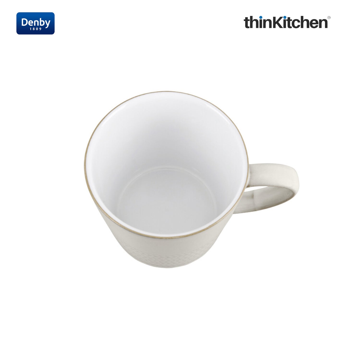 Denby Premium Textured 2 x 400ml Large Mug Set , Handmade Stoneware Coffee & Hot Chocolate Mug for Everyday Use, Oven Microwave Dishwasher Safe, White Made in UK