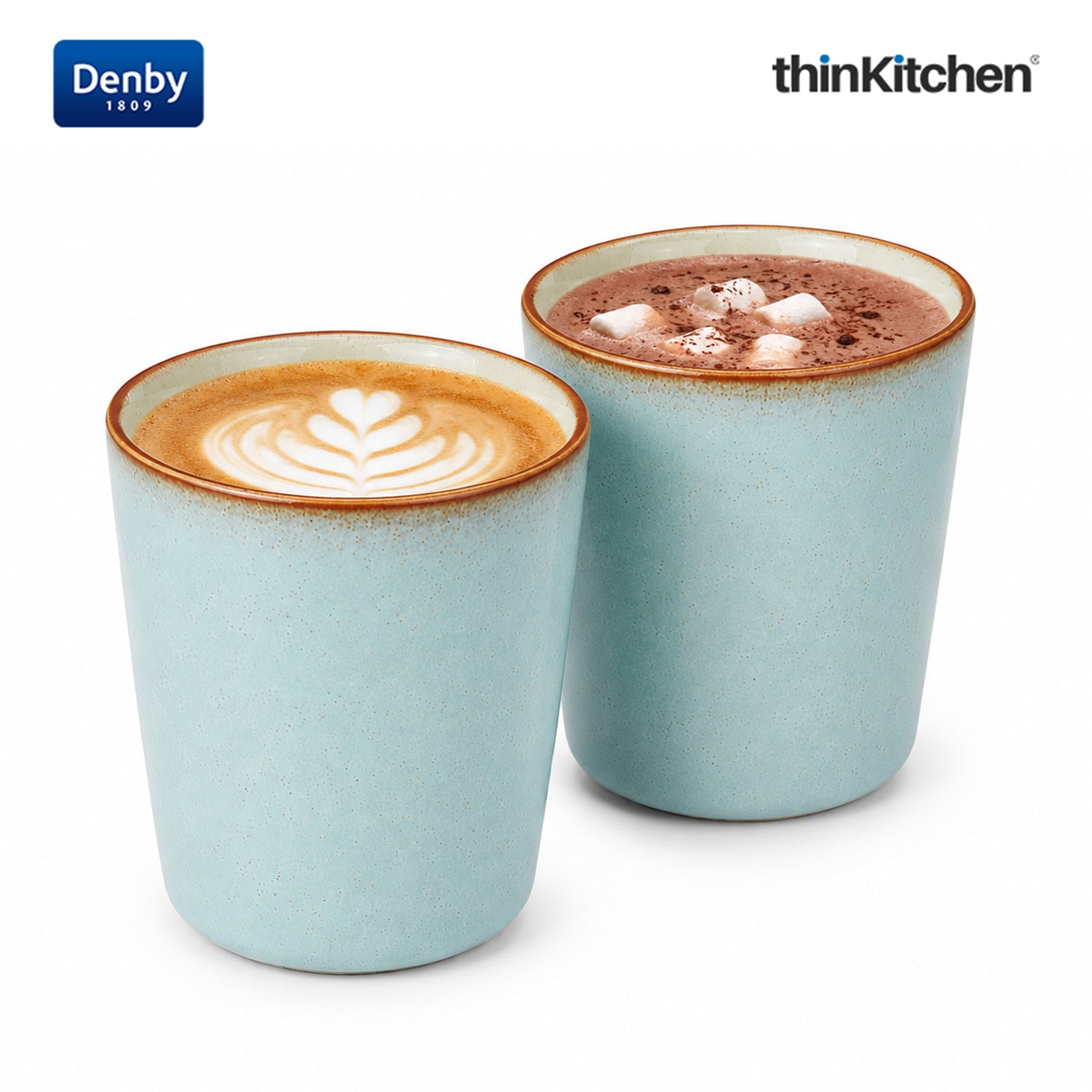Denby Premium 2 x 250ml Pavilion Handless Mug Set, Handmade Stoneware Tea & Coffee Mug for Everyday Use, Oven Microwave Dishwasher Safe, Blue Made in UK - 1
