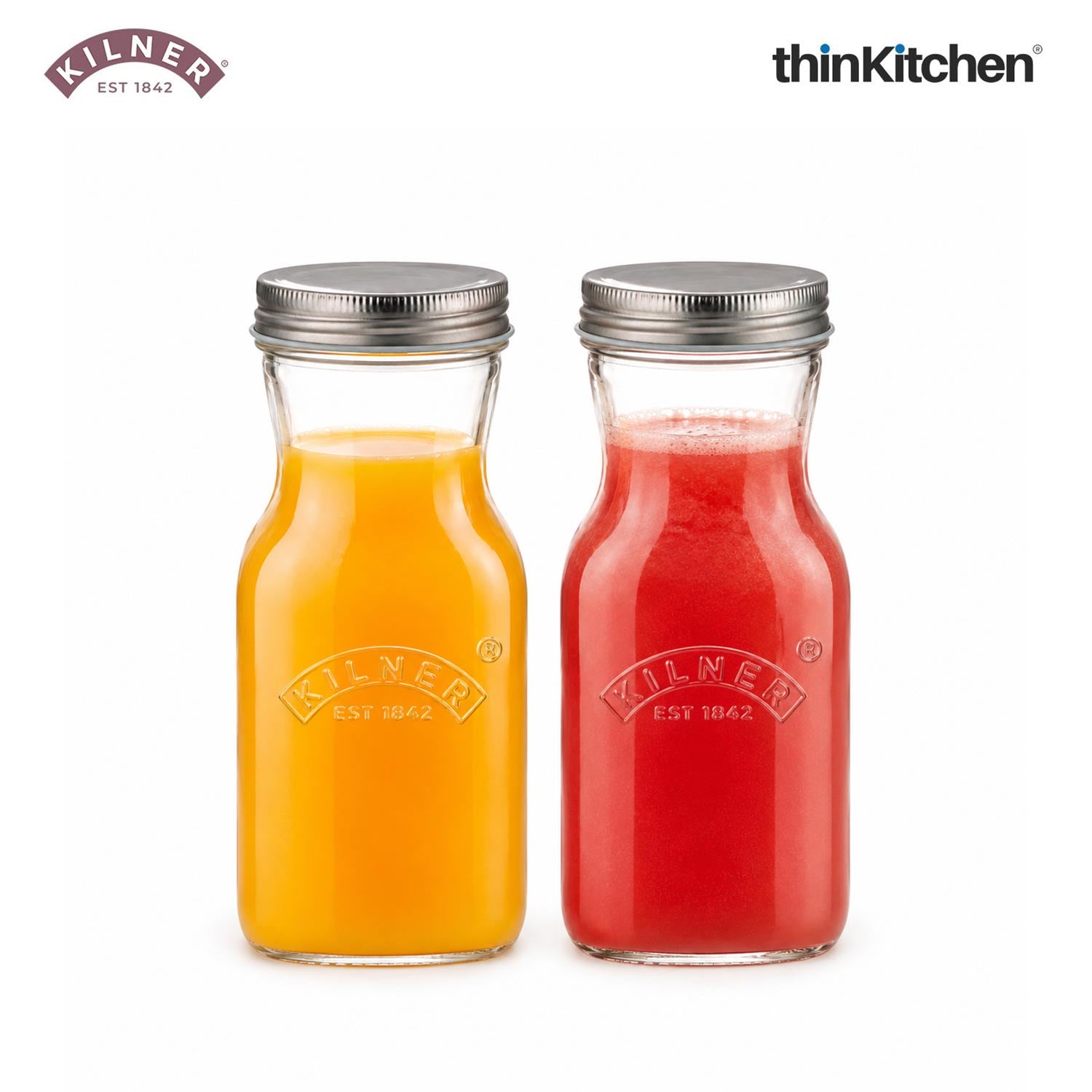 Kilner Premium 2 Pcs x 500ml Leakproof Glass Bottle for Milk, Smoothies, Sauces, Juices, Oil, Vinegar | Reusable Kitchen Storage Bottle with Secure Closure - 1