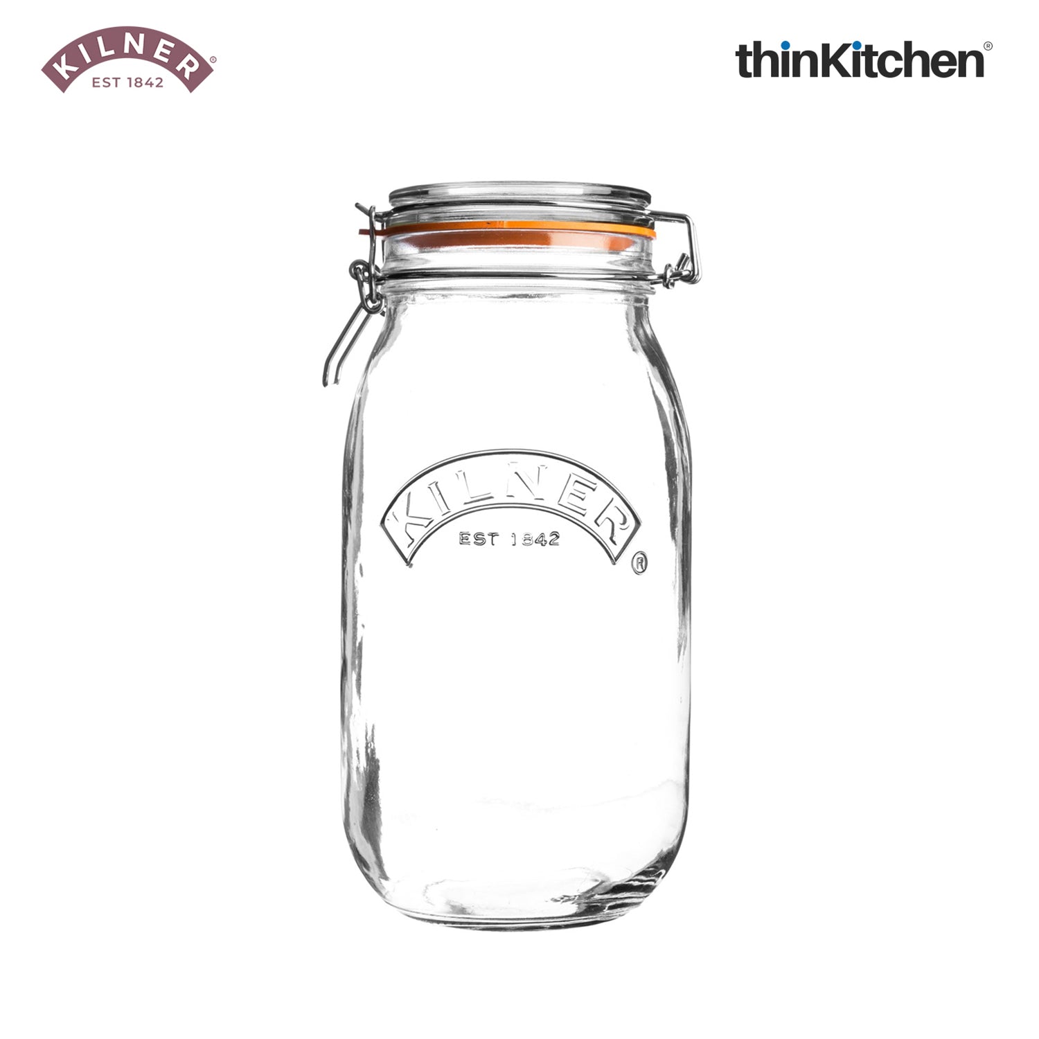 Kilner Premium 2 Pcs x 2L Round Airtight Glass Jar with Clip Top Lid for Coffee, Tea, Flour, Pulses, Grains, Lentils, Biscuits | Transparent, Reusable Multipurpose Kitchen Storage Container - 3