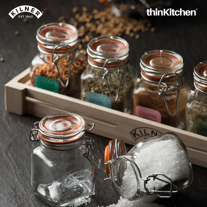 Kilner Premium Airtight Clip Top Borosilicate Glass Jar - 70ml |Glass Container Ideal for Kitchen Storage, Yogurt, Overnight Oats & Pickles, Set of 6